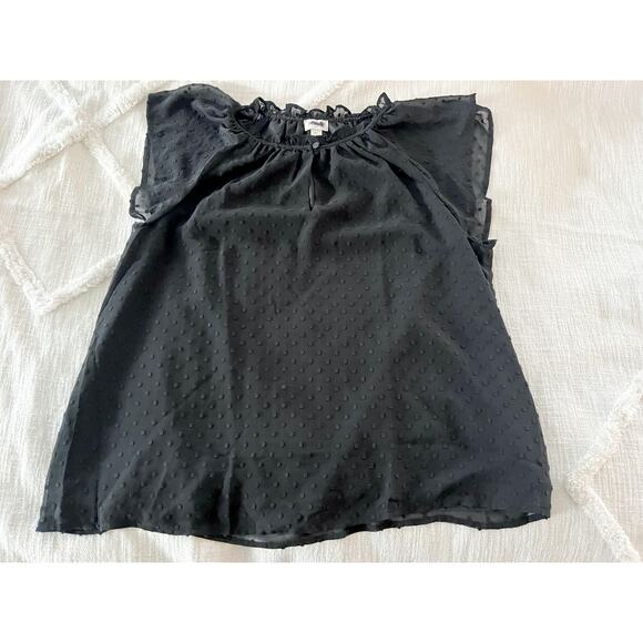 J Crew Factory | NWT | Flutter-sleeve clip-dot top | Black | Sz L - Picture 9 of 9